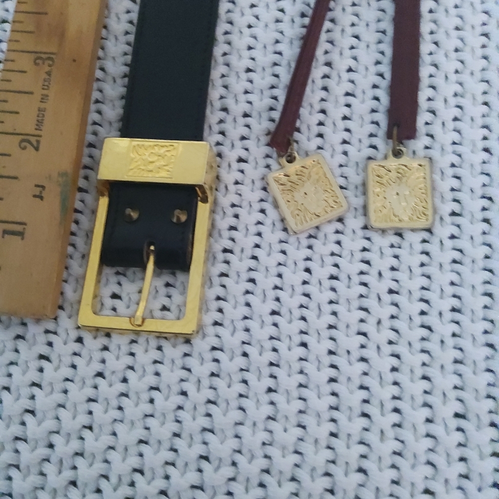 2 Vintage Made in USA Anne Klien Belts, Black Burgundy